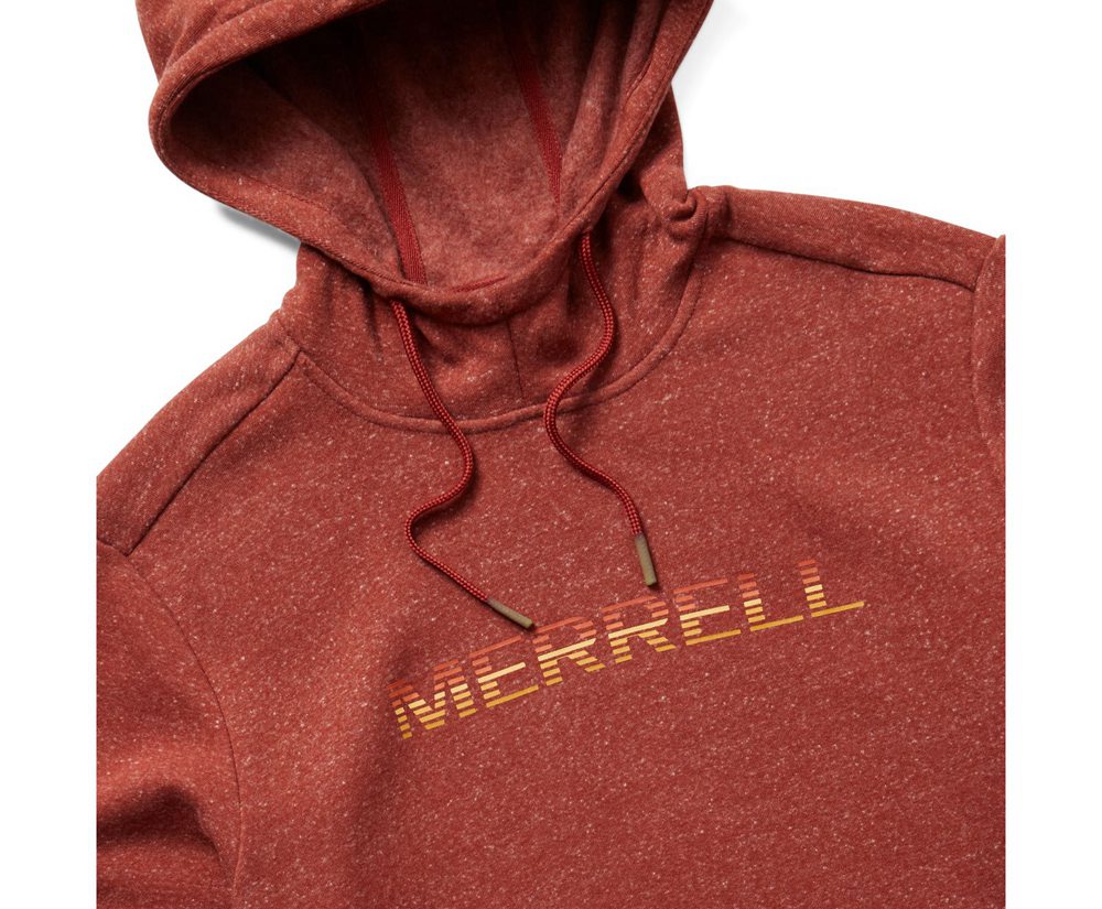 Pullover Merrell Męskie Czerwone - Gradient Wordmark Hoody - 284716-MYI